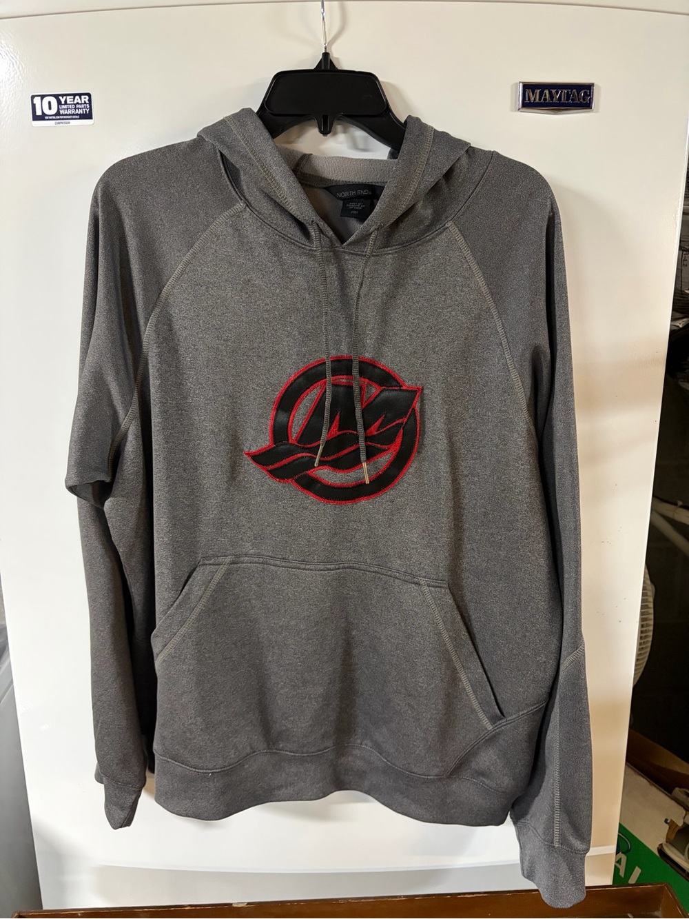 Men's Gray Pullover Hoodie with Red Mercury Logo